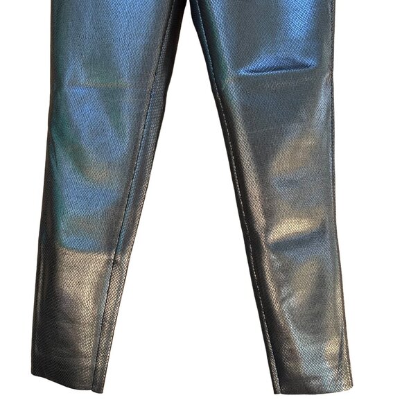 Zara Black Faux Snake Skin Vegan Leather Skinny Pants Size M - Picture 3 of 11